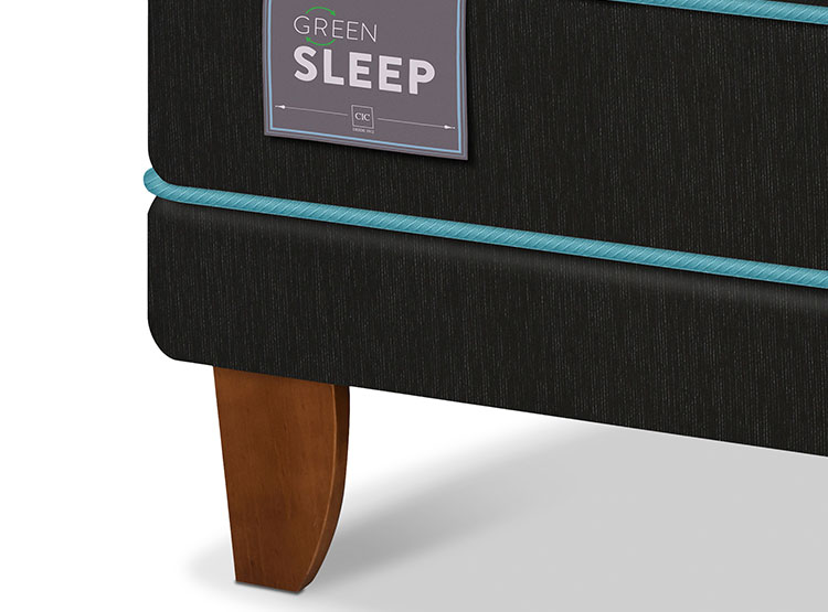 JUEGO DE DORMITORIO CIC CAMA EUROPEA GREEN SLEEP KING + RESPALDO MILAN NEGRO - 5