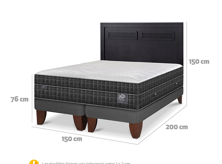JUEGO DE DORMITORIO CIC CAMA EUROPEA LUX BD 2 PLAZAS + RESPALDO MILAN NEGRO - 3