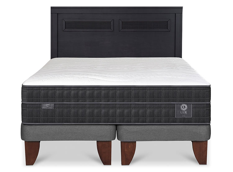 JUEGO DE DORMITORIO CIC CAMA EUROPEA LUX BD 2 PLAZAS + RESPALDO MILAN NEGRO - 1