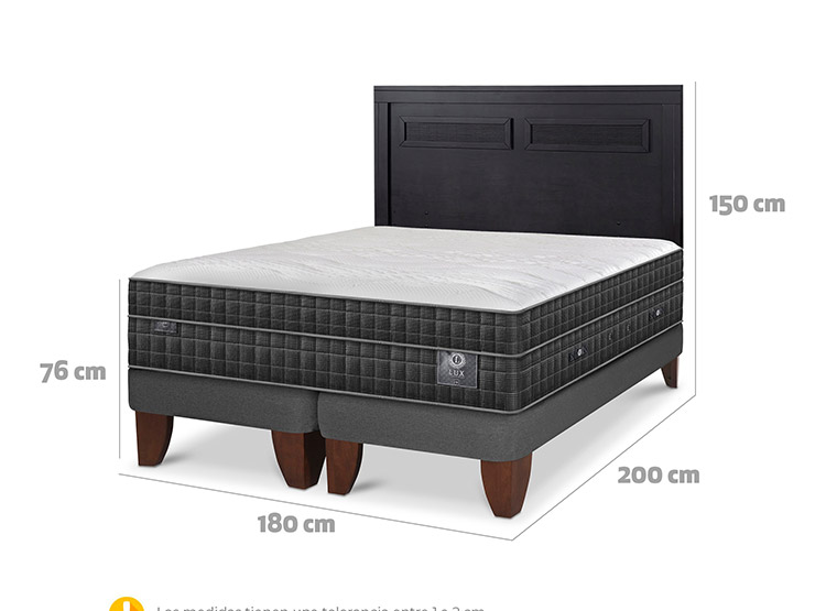 JUEGO DE DORMITORIO CIC CAMA EUROPEA LUX KING + RESPALDO MILAN NEGRO - 3