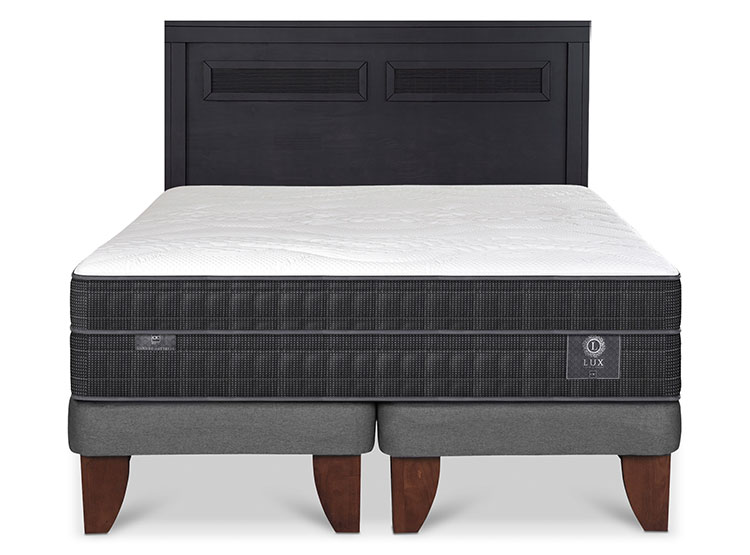JUEGO DE DORMITORIO CIC CAMA EUROPEA LUX KING + RESPALDO MILAN NEGRO - 1
