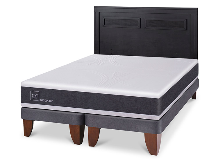 JUEGO DE DORMITORIO CIC CAMA EUROPEA ORTOPEDIC BD 2 PLAZAS + RESPALDO MILAN NEGRO - 2