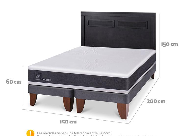 JUEGO DE DORMITORIO CIC CAMA EUROPEA ORTOPEDIC BD 2 PLAZAS + RESPALDO MILAN NEGRO - 3