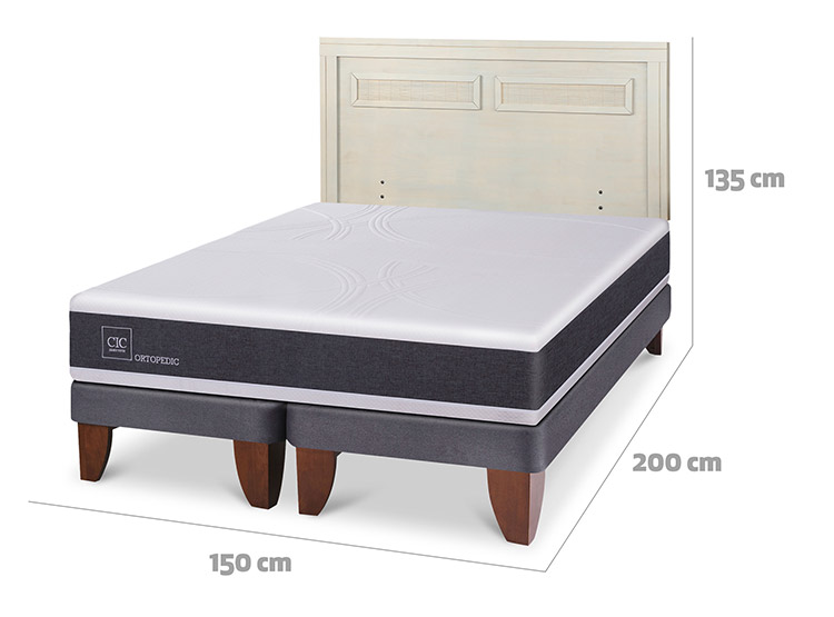 JUEGO DE DORMITORIO CIC CAMA EUROPEA ORTOPEDIC BD 2 PLAZAS + RESPALDO MILAN ALPINO - 3