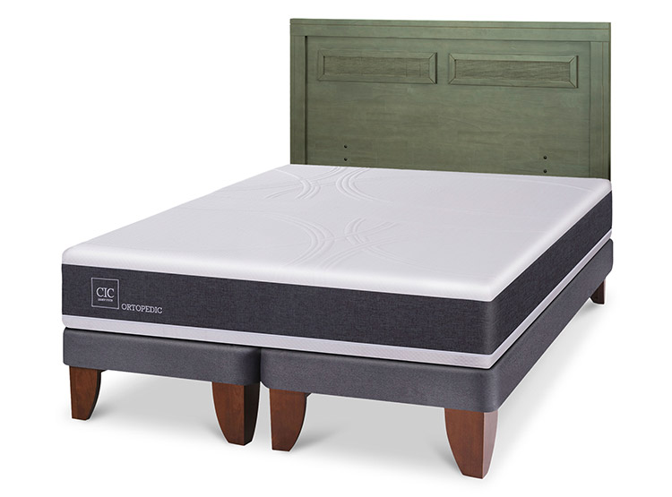 JUEGO DE DORMITORIO CIC CAMA EUROPEA ORTOPEDIC BD 2 PLAZAS + RESPALDO MILAN OLIVO - 2