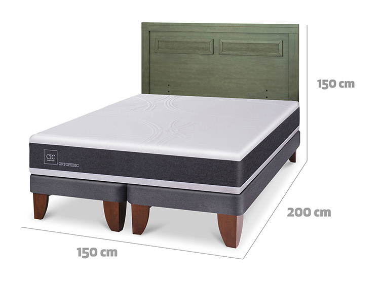 JUEGO DE DORMITORIO CIC CAMA EUROPEA ORTOPEDIC BD 2 PLAZAS + RESPALDO MILAN OLIVO - 3