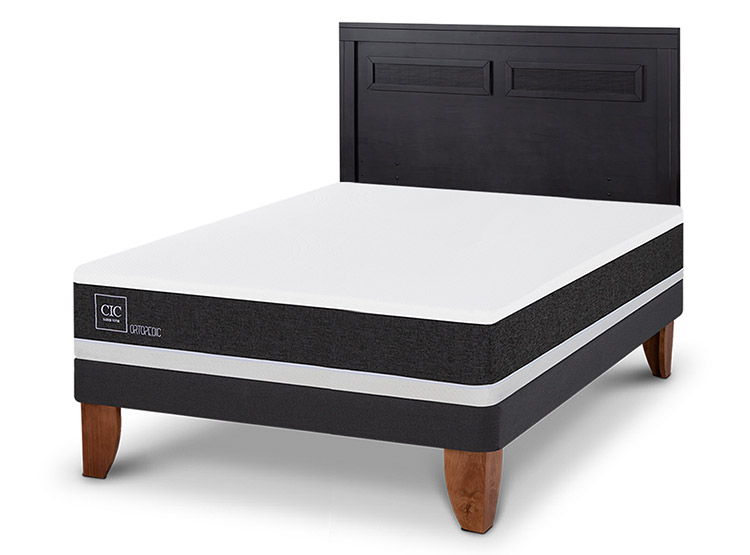 JUEGO DE DORMITORIO CIC CAMA EUROPEA ORTOPEDIC BN 2 PLAZAS + RESPALDO MILAN NEGRO - 2