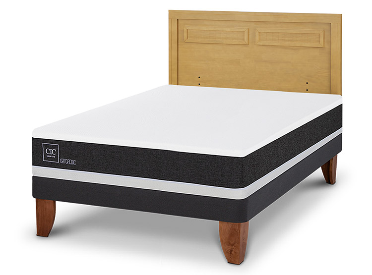 JUEGO DE DORMITORIO CIC CAMA EUROPEA ORTOPEDIC BN 2 PLAZAS + RESPALDO MILAN MOSTAZA - 2