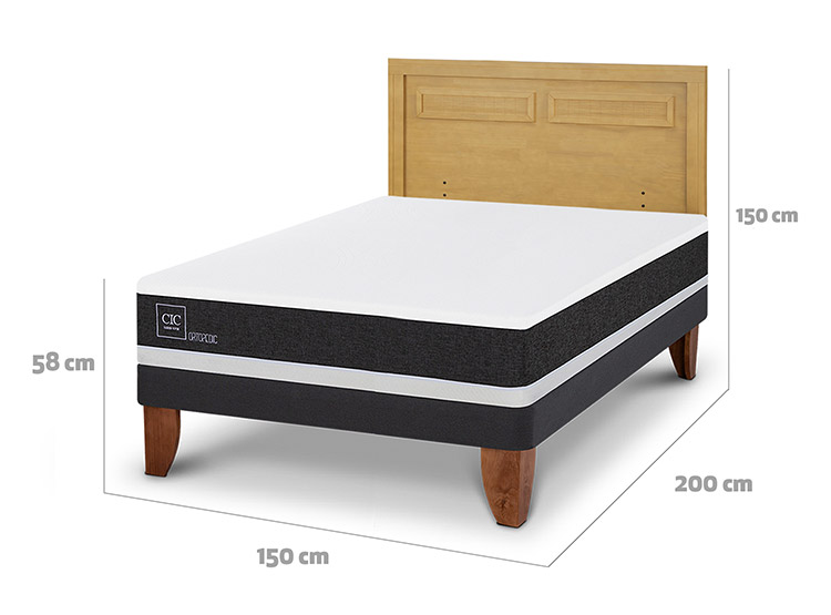 JUEGO DE DORMITORIO CIC CAMA EUROPEA ORTOPEDIC BN 2 PLAZAS + RESPALDO MILAN MOSTAZA - 3
