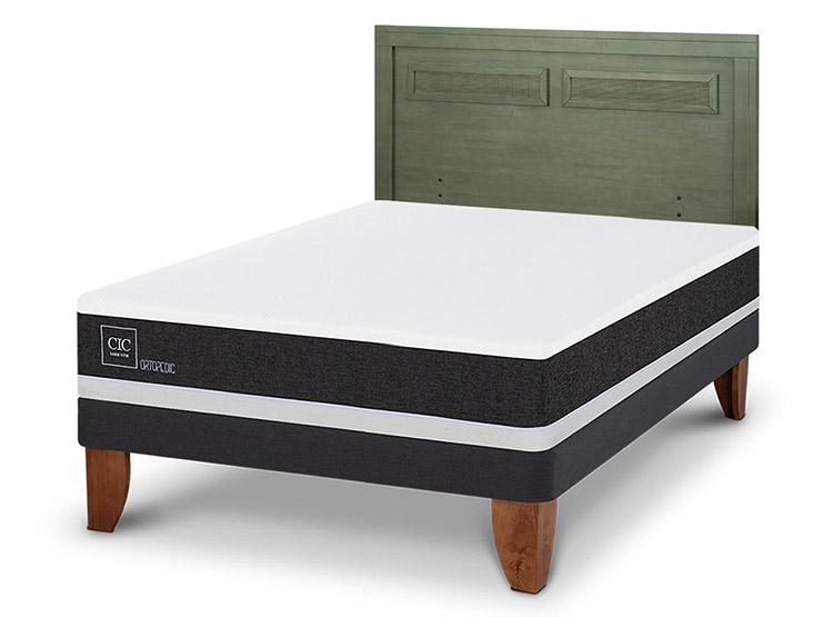 JUEGO DE DORMITORIO CIC CAMA EUROPEA ORTOPEDIC BN 2 PLAZAS + RESPALDO MILAN OLIVO - 2