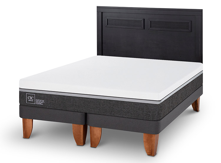 JUEGO DE DORMITORIO CIC CAMA EUROPEA ORTOPEDIC ADVANCE BD 2 PLAZAS + RESPALDO MILAN NEGRO - 2