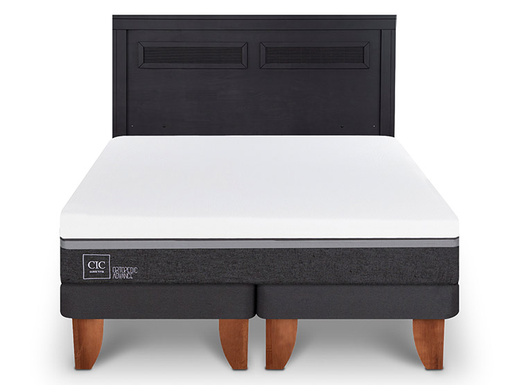 JUEGO DE DORMITORIO CIC CAMA EUROPEA ORTOPEDIC ADVANCE BD 2 PLAZAS + RESPALDO MILAN NEGRO - 1