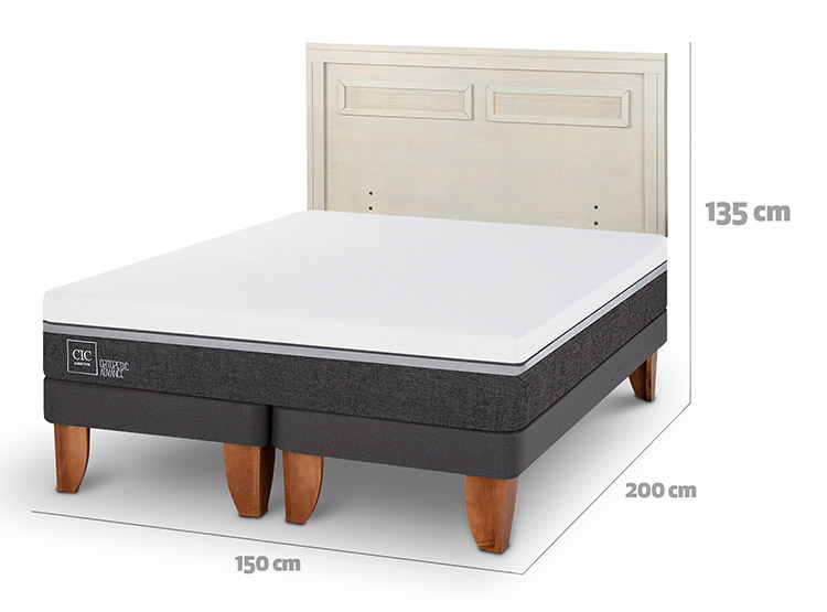 JUEGO DE DORMITORIO CIC CAMA EUROPEA ORTOPEDIC ADVANCE BD 2 PLAZAS + RESPALDO MILAN ALPINO - 3