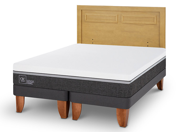 JUEGO DE DORMITORIO CIC CAMA EUROPEA ORTOPEDIC ADVANCE BD 2 PLAZAS + RESPALDO MILAN MOSTAZA - 2
