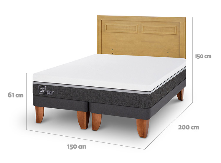JUEGO DE DORMITORIO CIC CAMA EUROPEA ORTOPEDIC ADVANCE BD 2 PLAZAS + RESPALDO MILAN MOSTAZA - 3