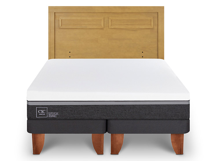JUEGO DE DORMITORIO CIC CAMA EUROPEA ORTOPEDIC ADVANCE BD 2 PLAZAS + RESPALDO MILAN MOSTAZA - 1
