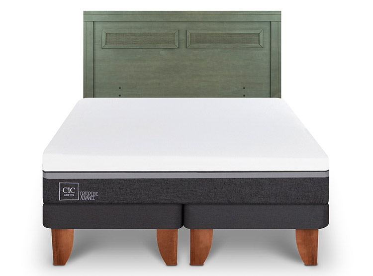 JUEGO DE DORMITORIO CIC CAMA EUROPEA ORTOPEDIC ADVANCE BD 2 PLAZAS + RESPALDO MILAN OLIVO - 1