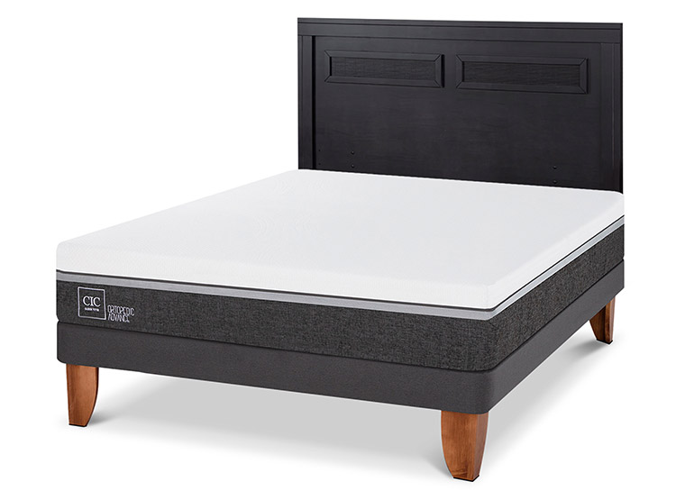 JUEGO DE DORMITORIO CIC CAMA EUROPEA ORTOPEDIC ADVANCE BN 2 PLAZAS + RESPALDO MILAN NEGRO - 2