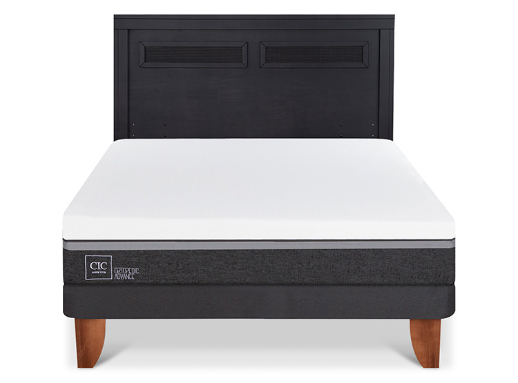 JUEGO DE DORMITORIO CIC CAMA EUROPEA ORTOPEDIC ADVANCE BN 2 PLAZAS + RESPALDO MILAN NEGRO - 1