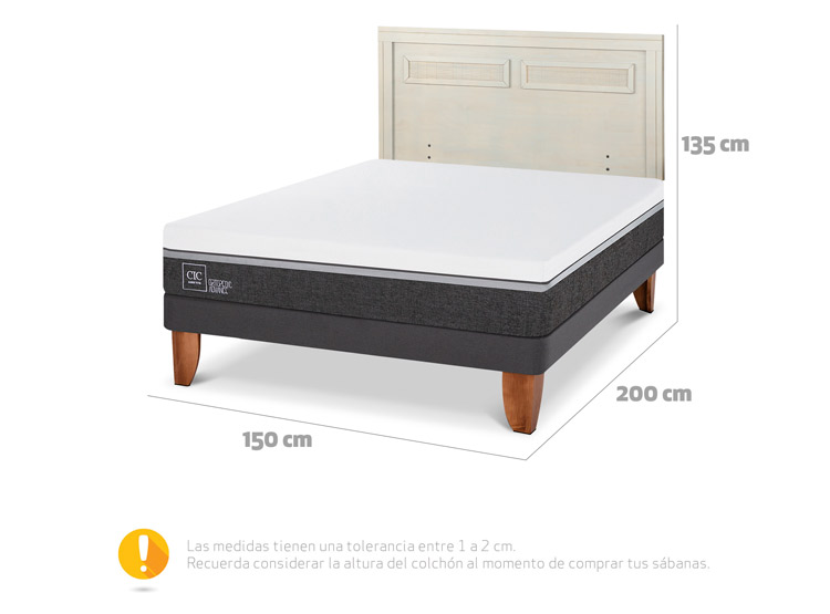 JUEGO DE DORMITORIO CIC CAMA EUROPEA ORTOPEDIC ADVANCE BN 2 PLAZAS + RESPALDO MILAN ALPINO - 3