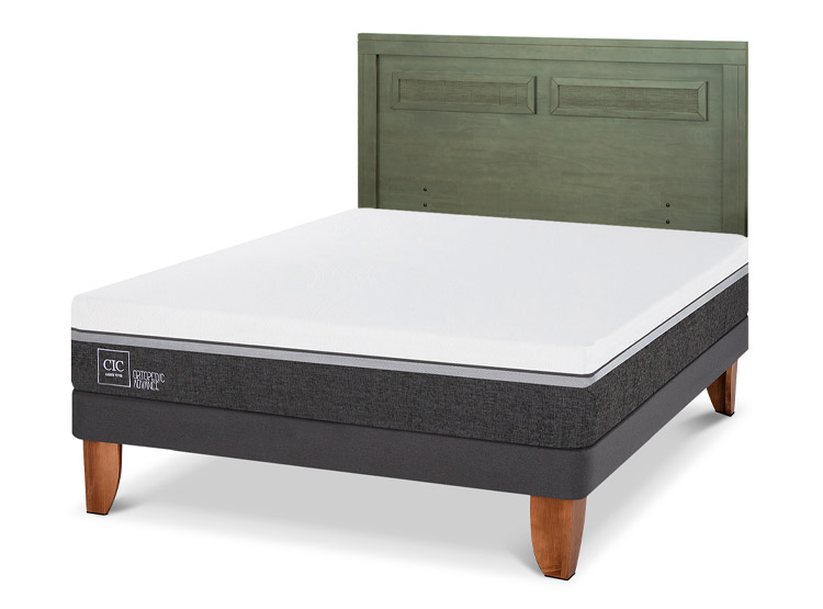 JUEGO DE DORMITORIO CIC CAMA EUROPEA ORTOPEDIC ADVANCE BN 2 PLAZAS + RESPALDO MILAN OLIVO - 2