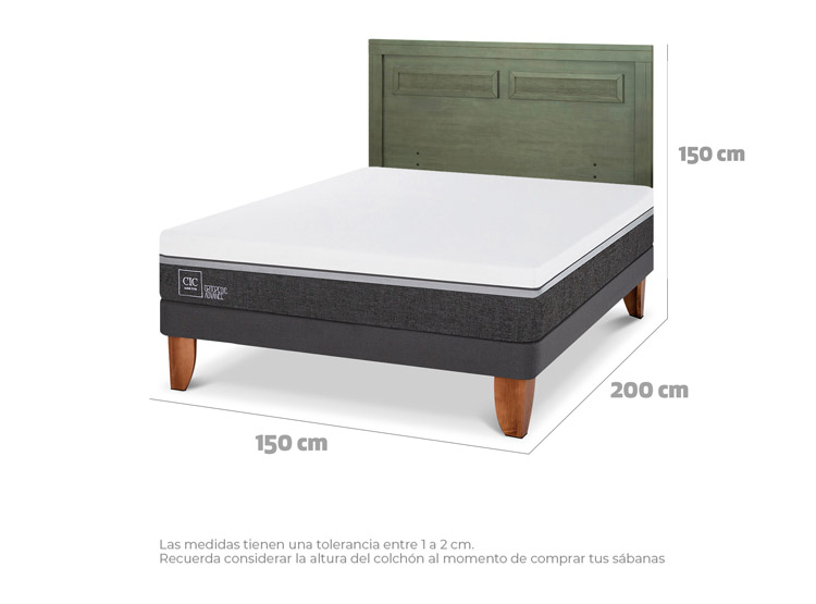 JUEGO DE DORMITORIO CIC CAMA EUROPEA ORTOPEDIC ADVANCE BN 2 PLAZAS + RESPALDO MILAN OLIVO - 3