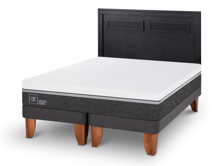 JUEGO DE DORMITORIO CIC CAMA EUROPEA ORTOPEDIC ADVANCE KING + RESPALDO MILAN NEGRO - 2