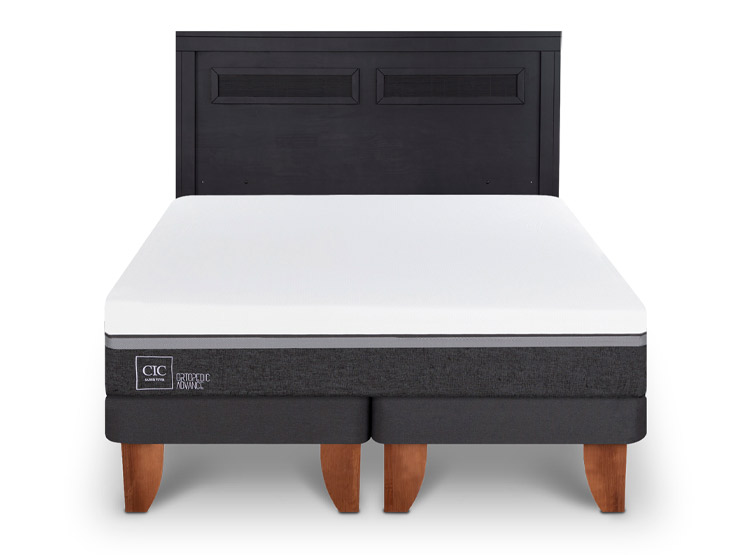 JUEGO DE DORMITORIO CIC CAMA EUROPEA ORTOPEDIC ADVANCE KING + RESPALDO MILAN NEGRO - 1