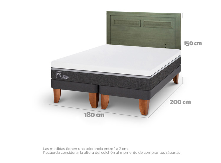 JUEGO DE DORMITORIO CIC CAMA EUROPEA ORTOPEDIC ADVANCE KING + RESPALDO MILAN OLIVO - 3