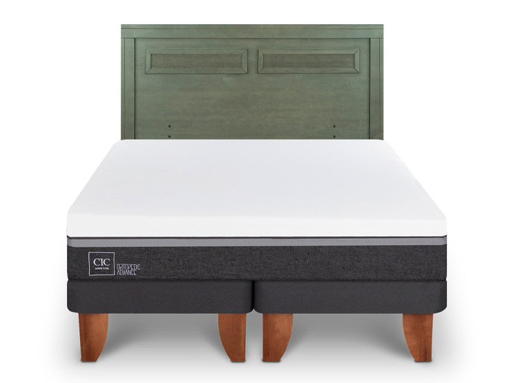 JUEGO DE DORMITORIO CIC CAMA EUROPEA ORTOPEDIC ADVANCE KING + RESPALDO MILAN OLIVO - 1