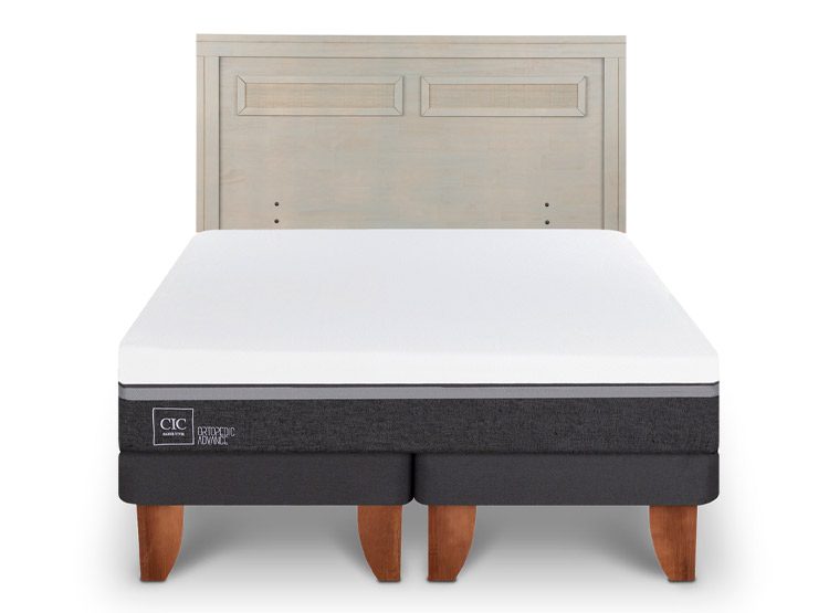 JUEGO DE DORMITORIO CIC CAMA EUROPEA ORTOPEDIC ADVANCE KING + RESPALDO MILAN ALPINO - 1