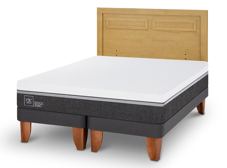 JUEGO DE DORMITORIO CIC CAMA EUROPEA ORTOPEDIC ADVANCE KING + RESPALDO MILAN MOSTAZA - 2