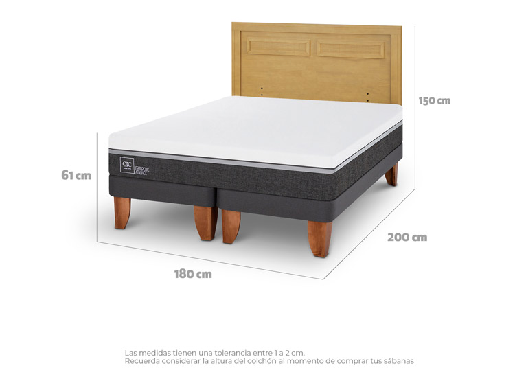 JUEGO DE DORMITORIO CIC CAMA EUROPEA ORTOPEDIC ADVANCE KING + RESPALDO MILAN MOSTAZA - 3