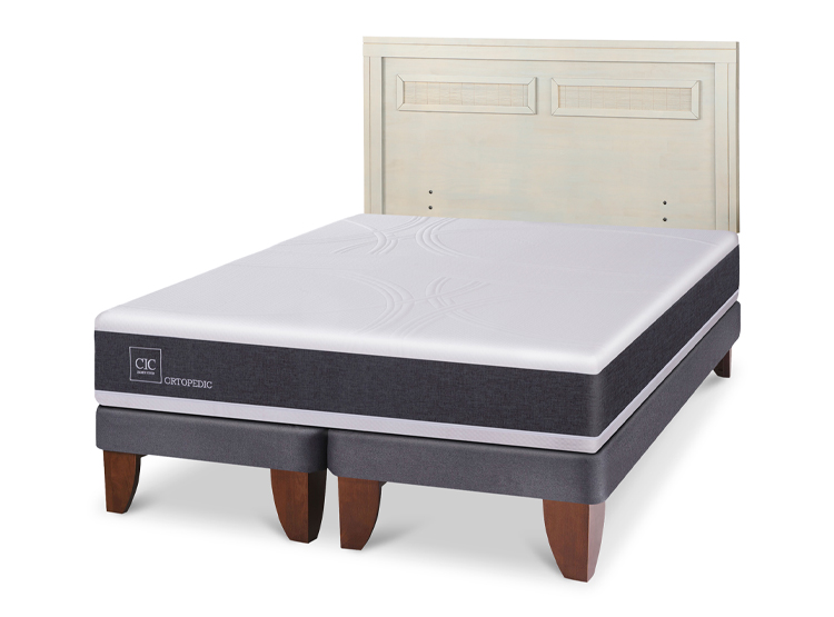 JUEGO DE DORMITORIO CIC CAMA EUROPEA ORTOPEDIC KING + RESPALDO MILAN ALPINO - 2