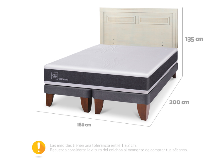 JUEGO DE DORMITORIO CIC CAMA EUROPEA ORTOPEDIC KING + RESPALDO MILAN ALPINO - 3