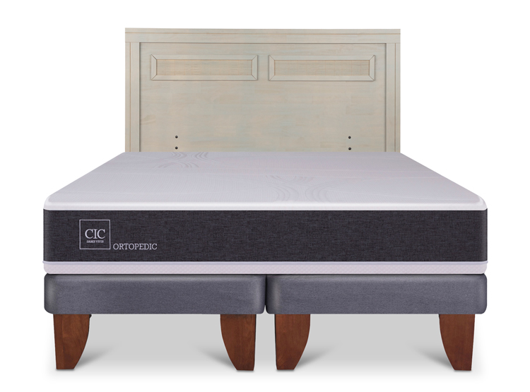 JUEGO DE DORMITORIO CIC CAMA EUROPEA ORTOPEDIC KING + RESPALDO MILAN ALPINO - 1