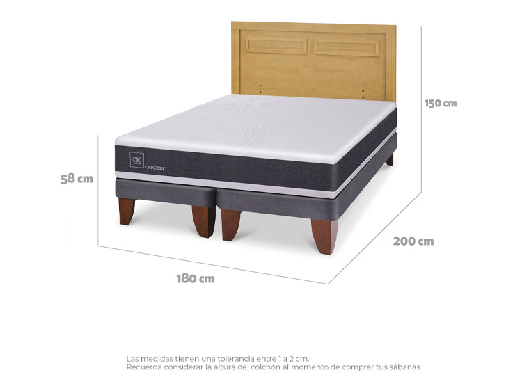 JUEGO DE DORMITORIO CIC CAMA EUROPEA ORTOPEDIC KING + RESPALDO MILAN MOSTAZA - 3