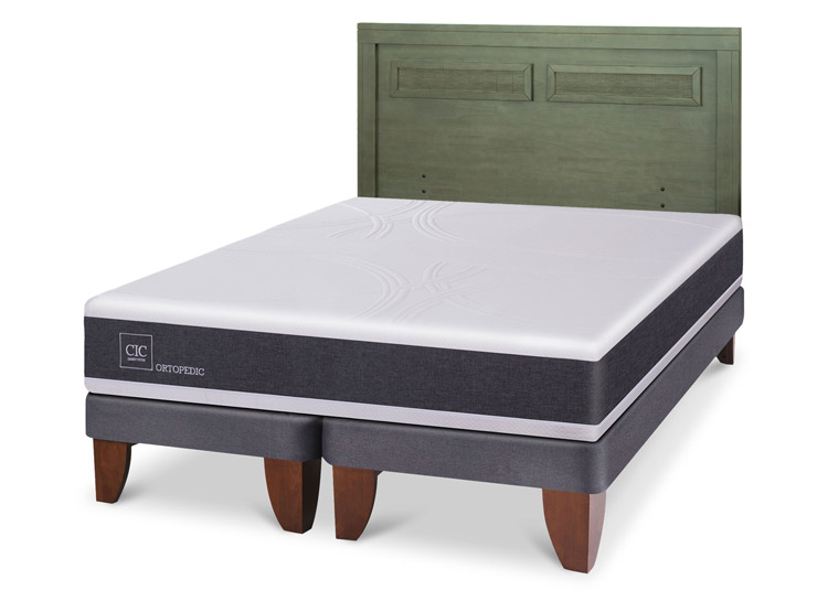 JUEGO DE DORMITORIO CIC CAMA EUROPEA ORTOPEDIC KING + RESPALDO MILAN OLIVO - 2