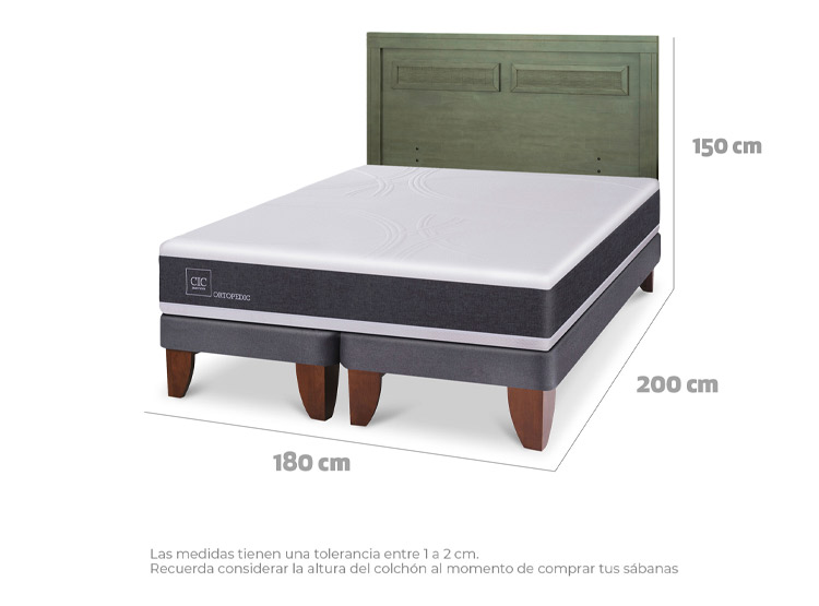 JUEGO DE DORMITORIO CIC CAMA EUROPEA ORTOPEDIC KING + RESPALDO MILAN OLIVO - 3