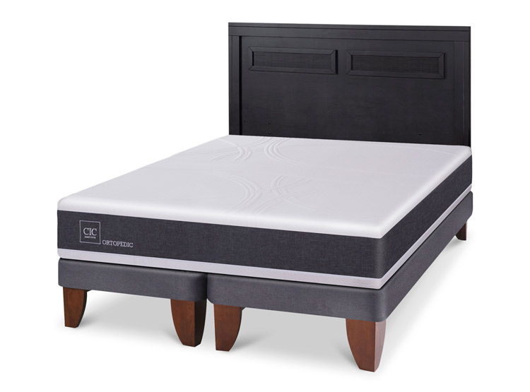 JUEGO DE DORMITORIO CIC CAMA EUROPEA ORTOPEDIC KING + RESPALDO MILAN NEGRO - 2