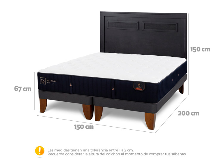 JUEGO DE DORMITORIO CIC CAMA EUROPEA PREMIUM BD 2 PLAZAS + RESPALDO MILAN NEGRO - 3