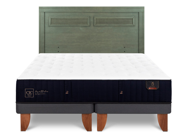 JUEGO DE DORMITORIO CIC CAMA EUROPEA PREMIUM BD 2 PLAZAS + RESPALDO MILAN OLIVO - 1