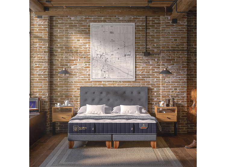 JUEGO DE DORMITORIO CIC CAMA EUROPEA PREMIUM KING + RESPALDO MILAN ALPINO - 11