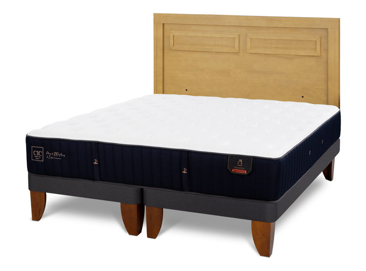JUEGO DE DORMITORIO CIC CAMA EUROPEA PREMIUM KING + RESPALDO MILAN MOSTAZA - 2