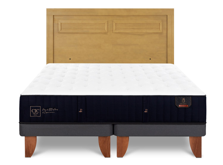 JUEGO DE DORMITORIO CIC CAMA EUROPEA PREMIUM KING + RESPALDO MILAN MOSTAZA - 1