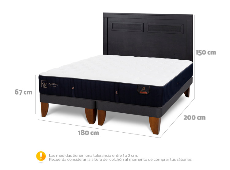 JUEGO DE DORMITORIO CIC CAMA EUROPEA PREMIUM KING + RESPALDO MILAN NEGRO - 3