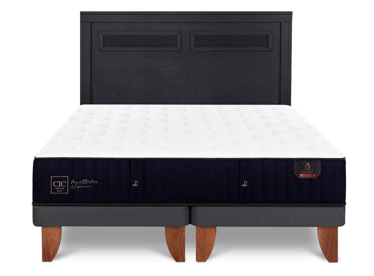 JUEGO DE DORMITORIO CIC CAMA EUROPEA PREMIUM KING + RESPALDO MILAN NEGRO - 1