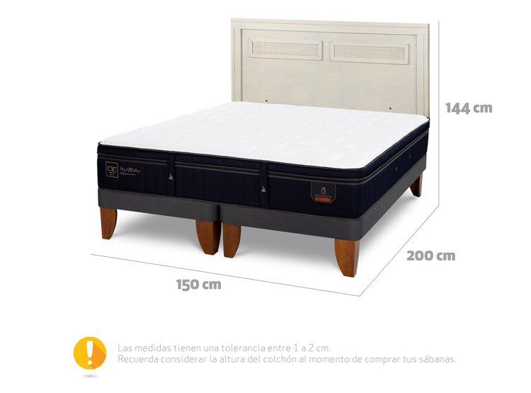 JUEGO DE DORMITORIO CIC CAMA EUROPEA SUPER PREMIUM BD 2 PLAZAS + RESPALDO MILAN ALPINO - 3