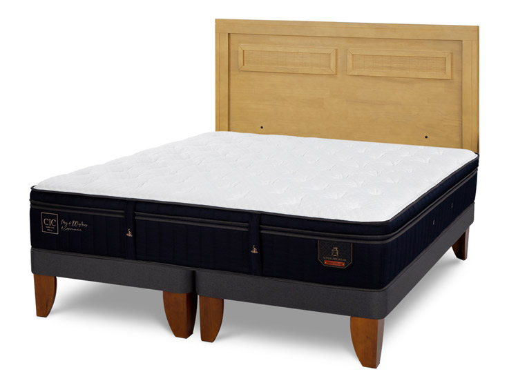JUEGO DE DORMITORIO CIC CAMA EUROPEA SUPER PREMIUM BD 2 PLAZAS + RESPALDO MILAN MOSTAZA - 2