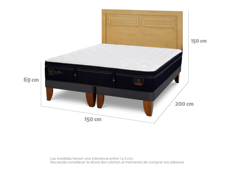 JUEGO DE DORMITORIO CIC CAMA EUROPEA SUPER PREMIUM BD 2 PLAZAS + RESPALDO MILAN MOSTAZA - 3